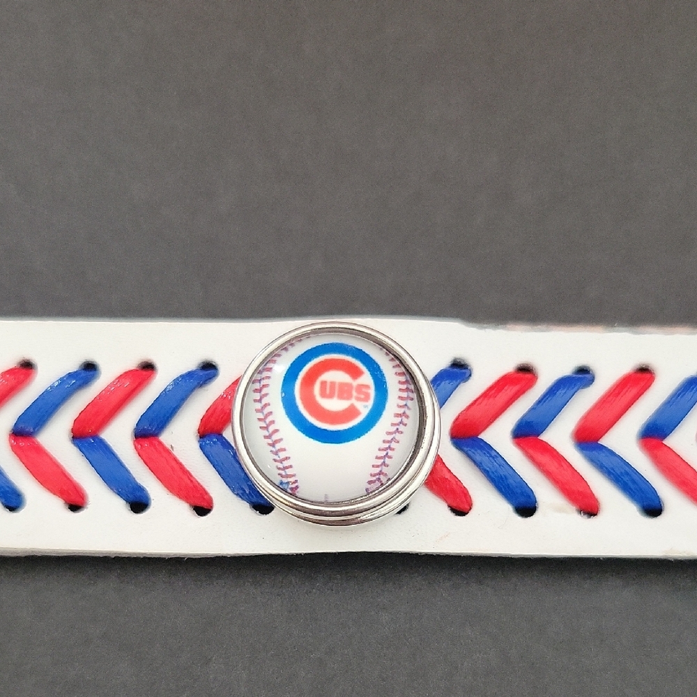 #F Cubs Baseball Bracelet with Red and Blue Accents